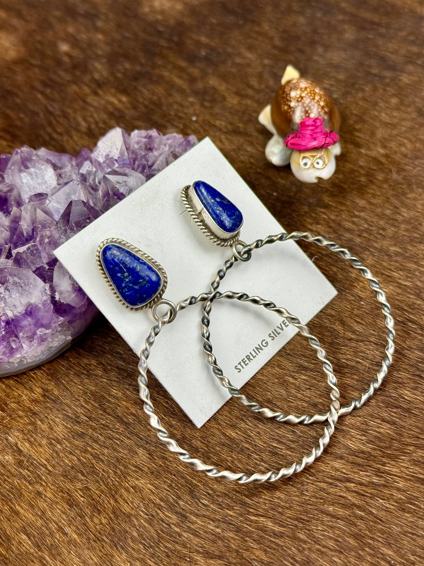 Lapis Sterling Silver Teardrop Hoop Earrings