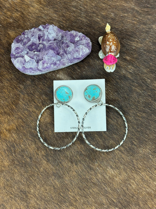 Kingman Turquoise Hoop Earring