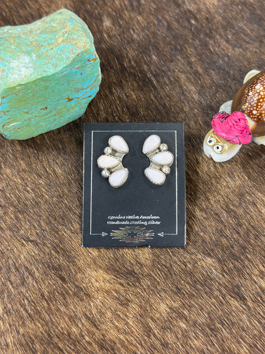 Pink Conch Half Cluster Earring