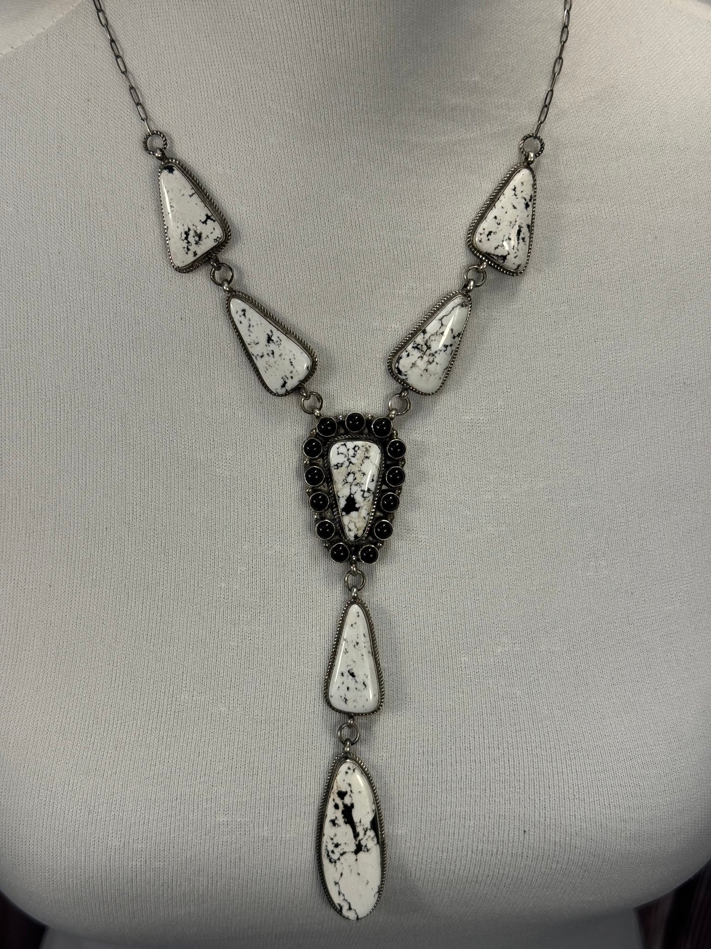 White Buffalo and Black Onyx Necklace