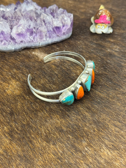 Kingman Turquoise and Spiny Row Bracelet