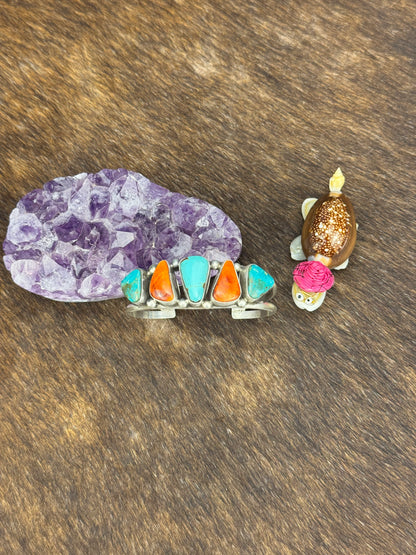 Kingman Turquoise and Spiny Row Bracelet