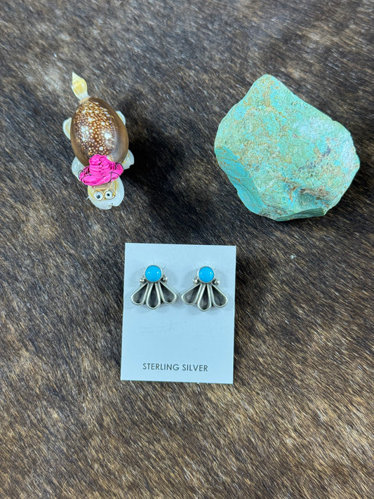 Kingman Turquoise Fan Earrings