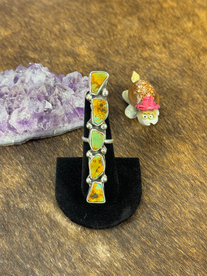 Kingman Turquoise Free Form 5 Stone Ring