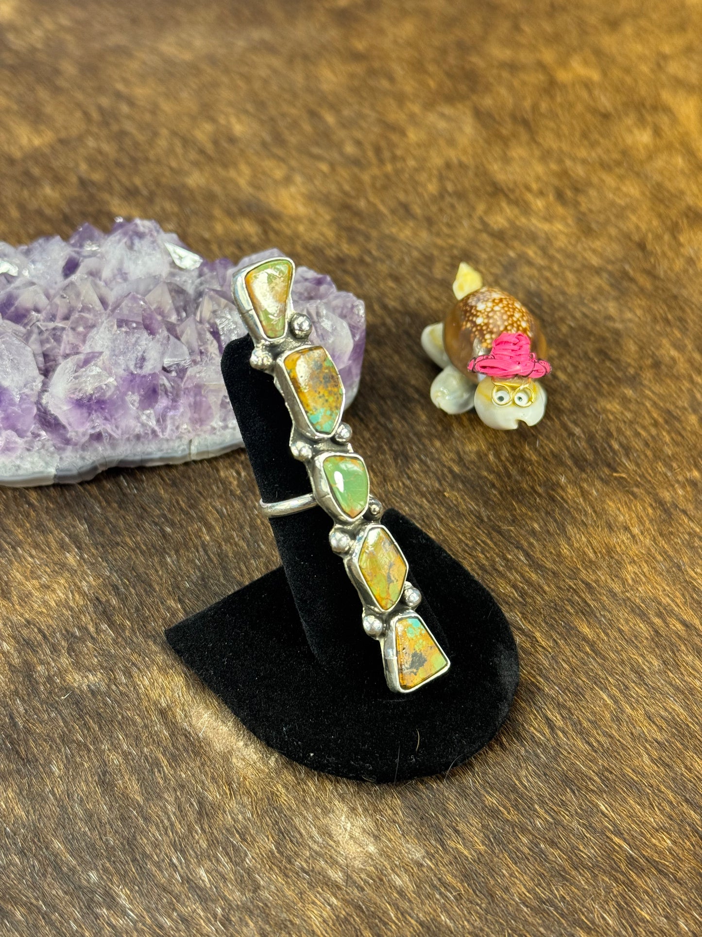 Kingman Turquoise Free Form 5 Stone Ring