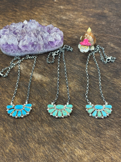 Kingman Turquoise Half Cluster Necklace