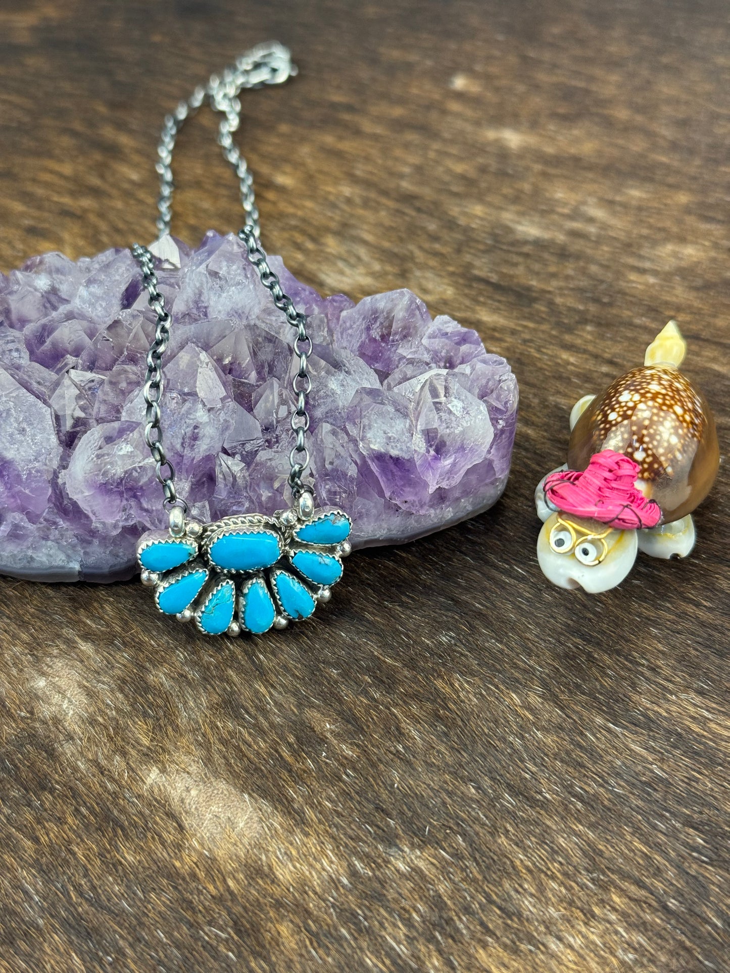 Kingman Turquoise Half Cluster Necklace