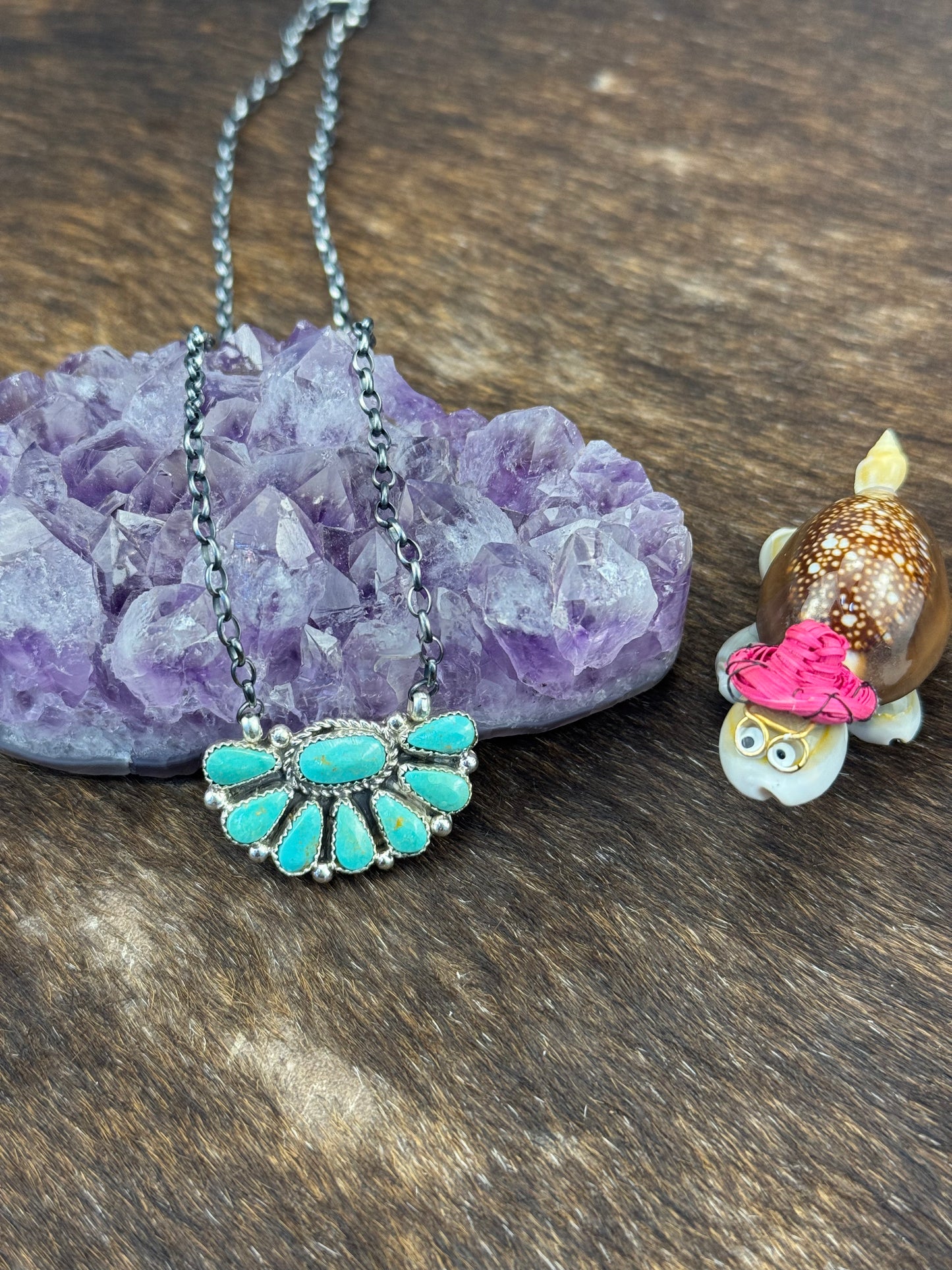 Kingman Turquoise Half Cluster Necklace