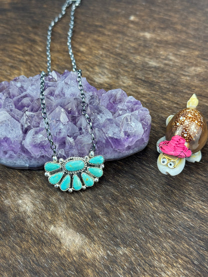 Kingman Turquoise Half Cluster Necklace