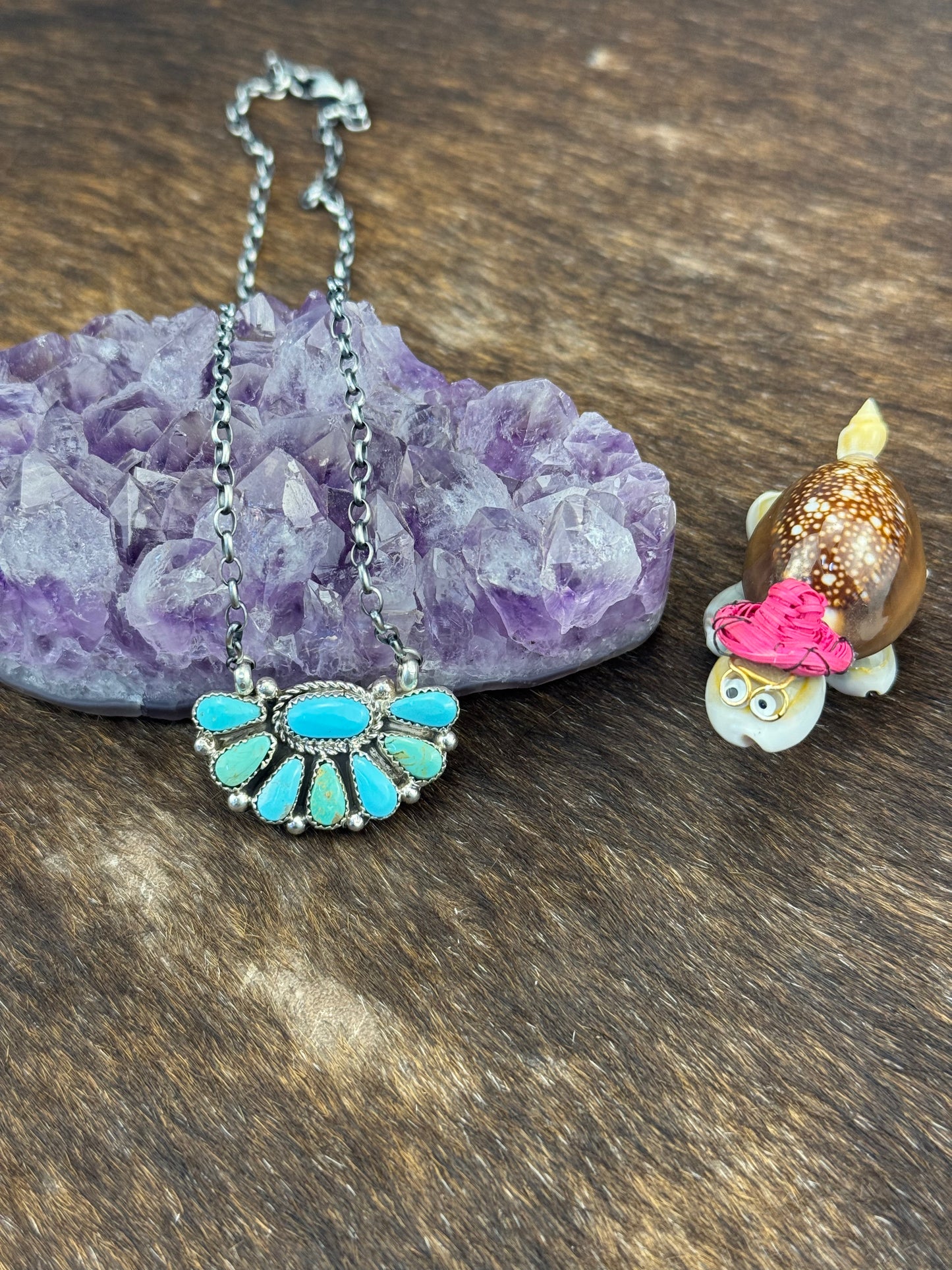 Kingman Turquoise Half Cluster Necklace