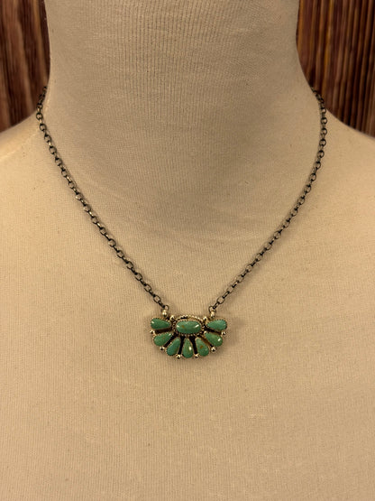 Kingman Turquoise Half Cluster Necklace