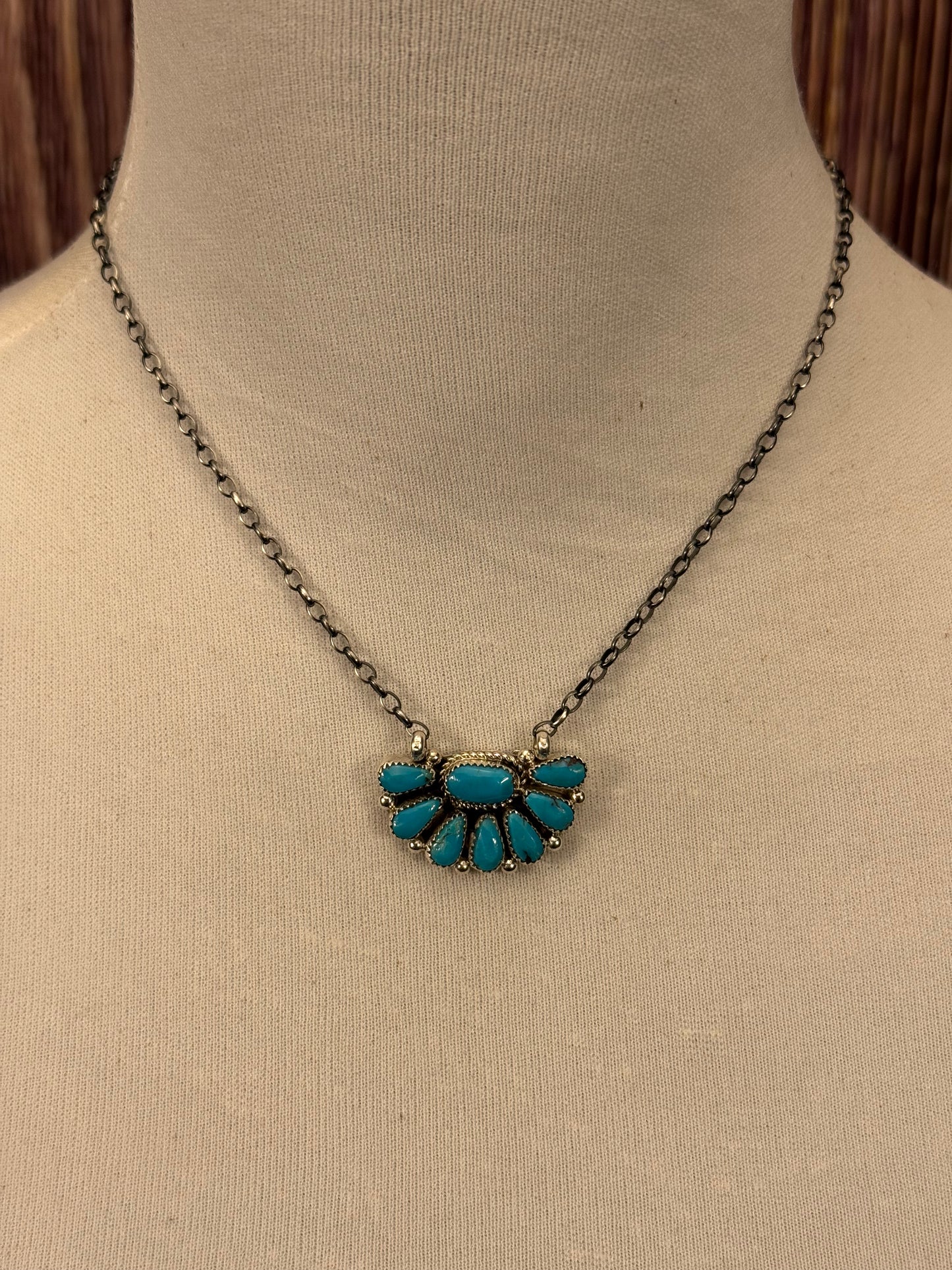 Kingman Turquoise Half Cluster Necklace