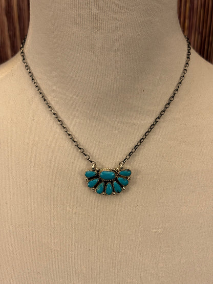 Kingman Turquoise Half Cluster Necklace