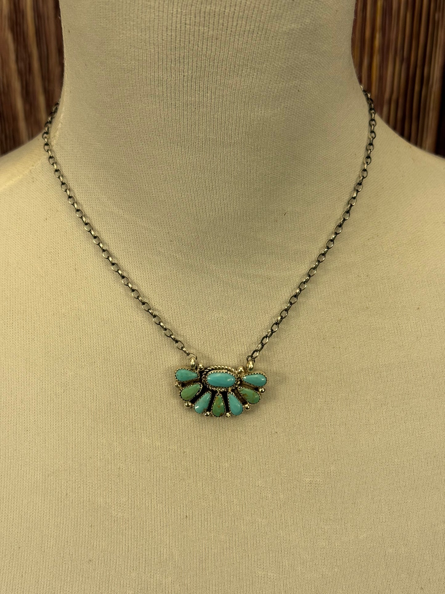Kingman Turquoise Half Cluster Necklace
