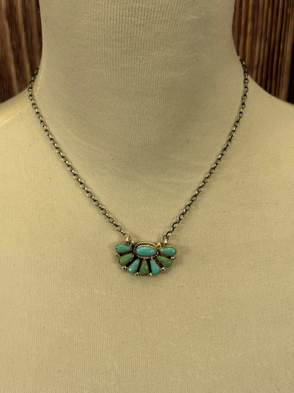 Kingman Turquoise Half Cluster Necklace