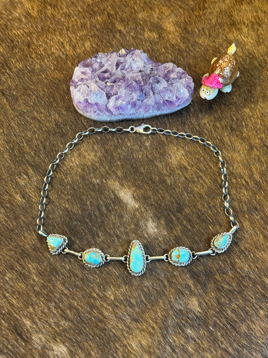 Kingman Turquoise Teardrop Choker Necklace