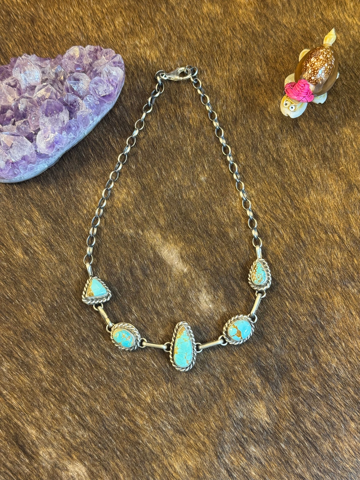 Kingman Turquoise Teardrop Choker Necklace