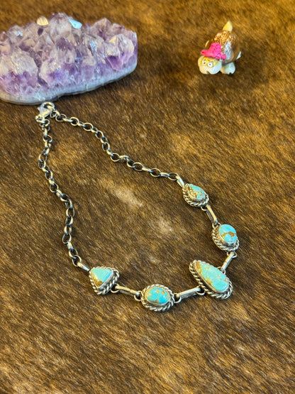 Kingman Turquoise Teardrop Choker Necklace