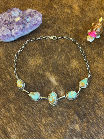 Kingman Turquoise Diamond Choker Necklace