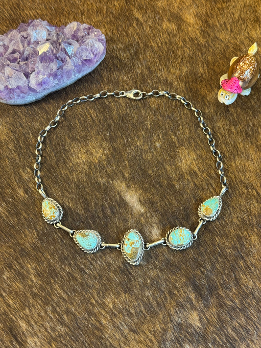 Kingman Turquoise Diamond Choker Necklace