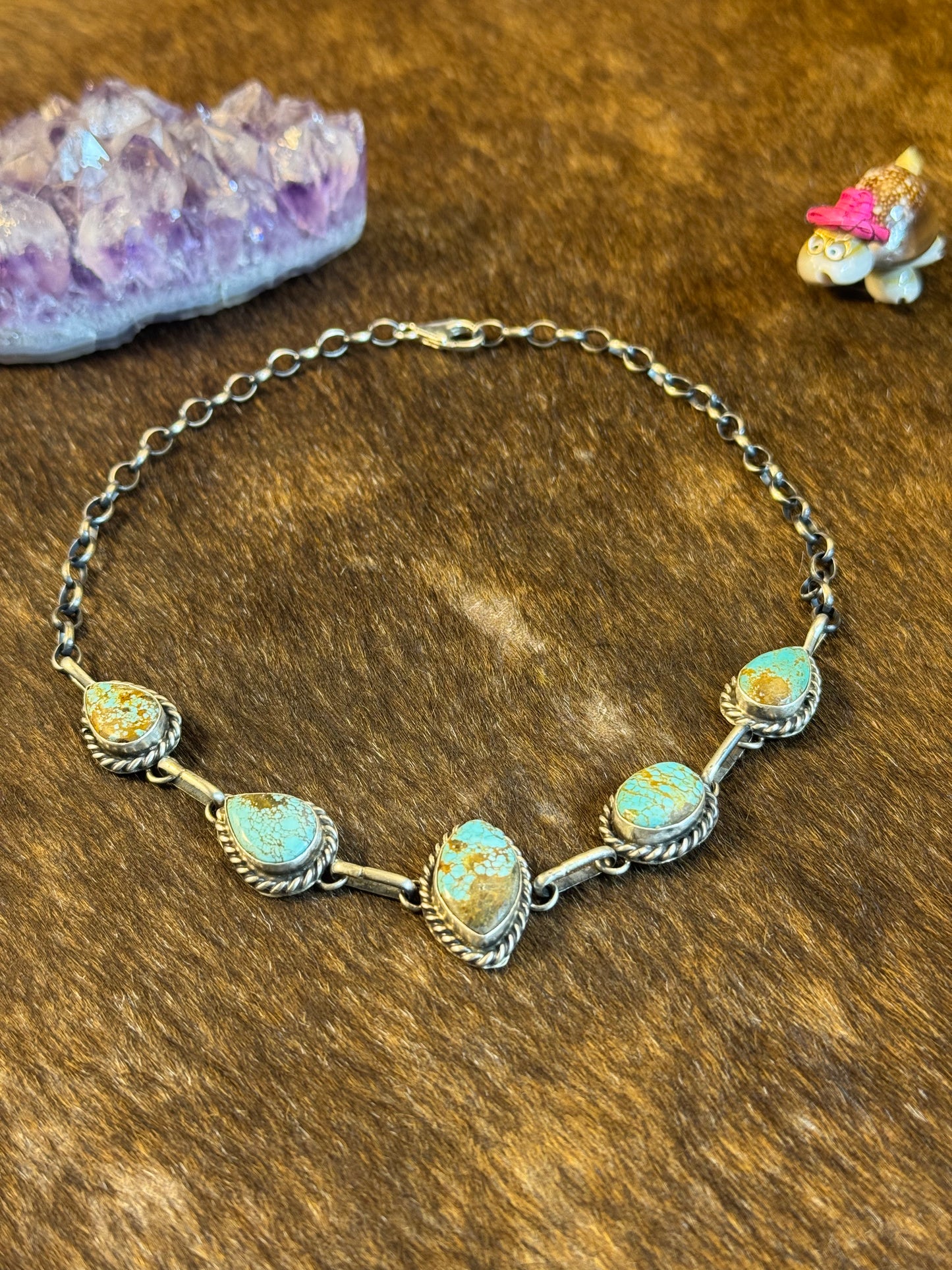 Kingman Turquoise Diamond Choker Necklace