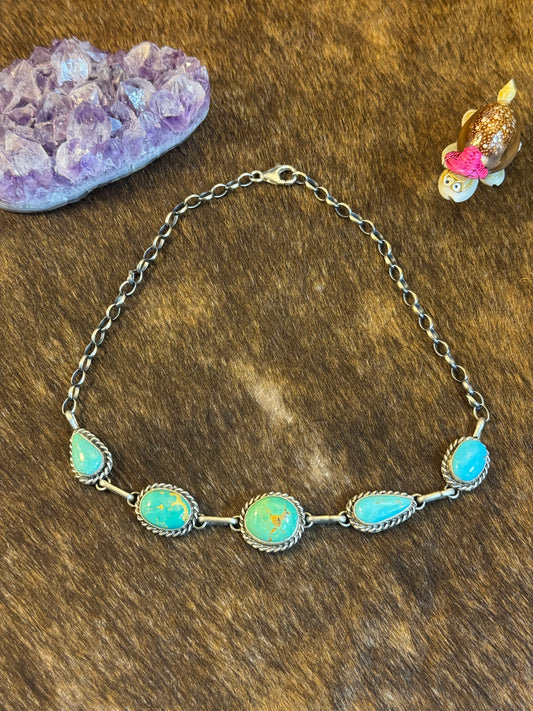 Kingman Turquoise Multi Shade Choker Necklace