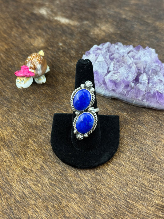 Two Stone Lapis Ring