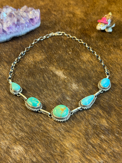 Kingman Turquoise Multi Shade Choker Necklace