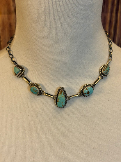 Kingman Turquoise Teardrop Choker Necklace