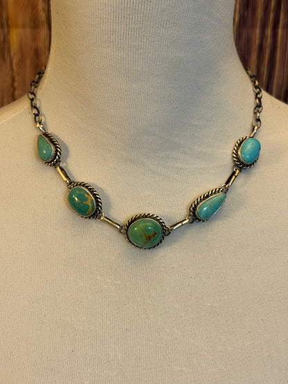 Kingman Turquoise Multi Shade Choker Necklace