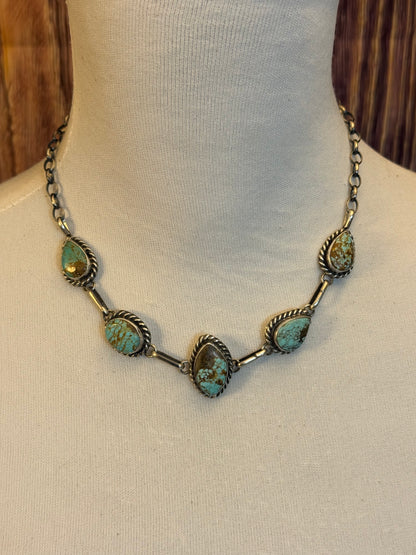 Kingman Turquoise Diamond Choker Necklace