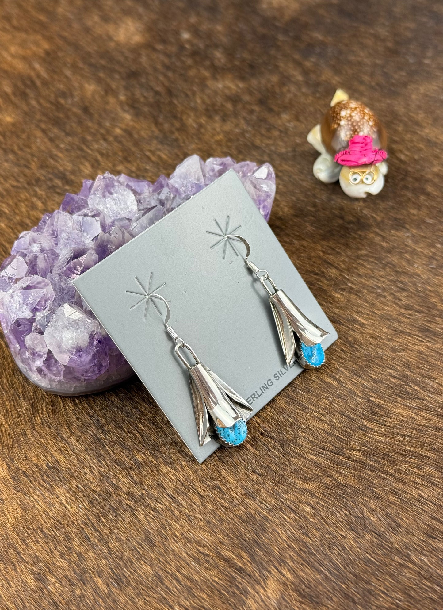 Kingman Turquoise Sterling Silver Blossom Earrings