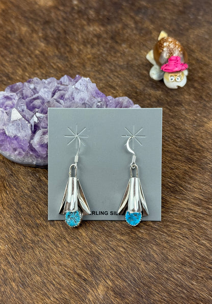 Kingman Turquoise Sterling Silver Blossom Earrings