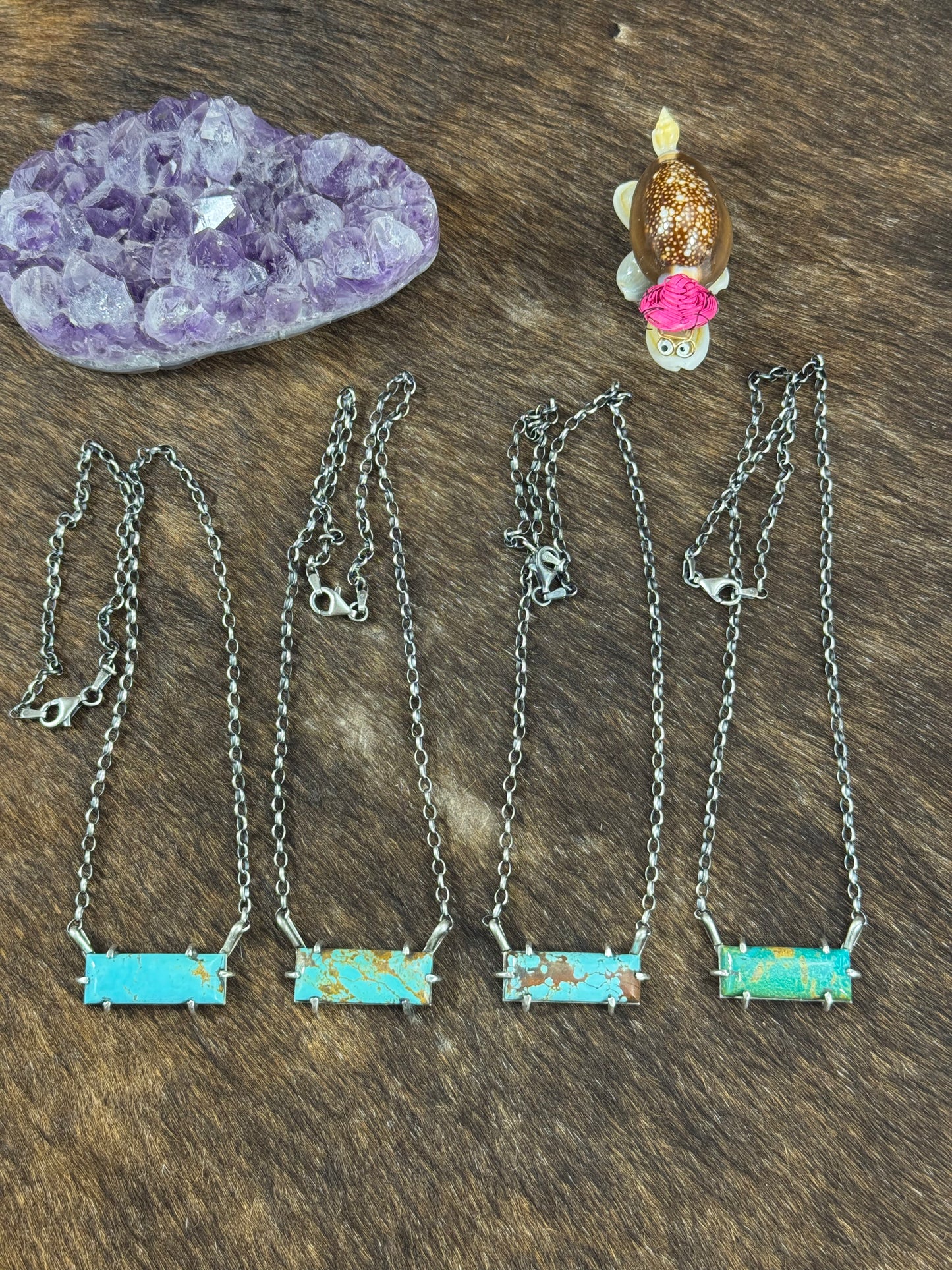 Kingman Turquoise Waterproof bar necklace