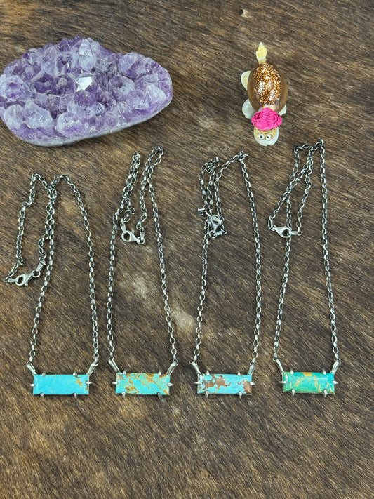 Kingman Turquoise Waterproof bar necklace