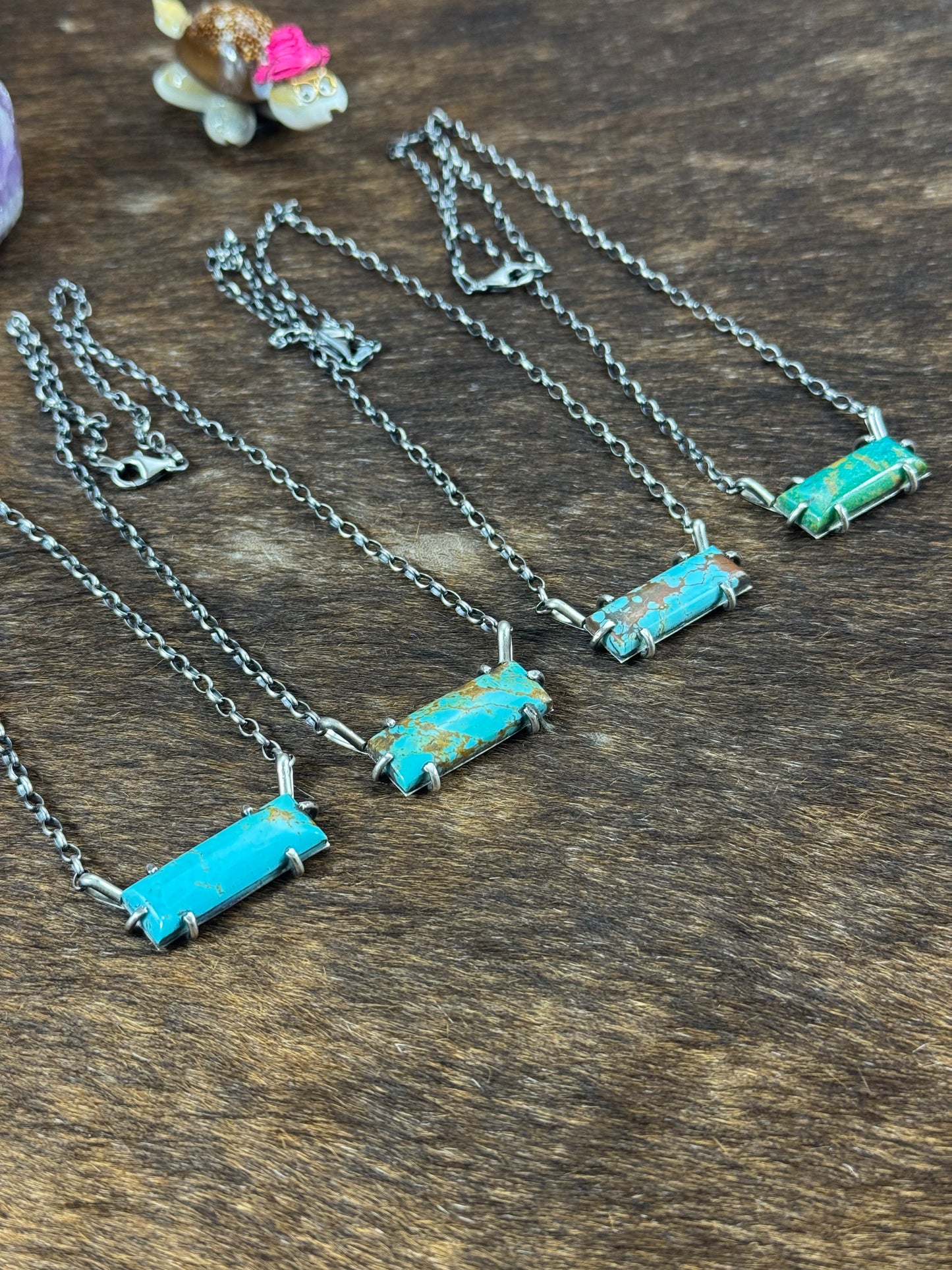 Kingman Turquoise Waterproof bar necklace