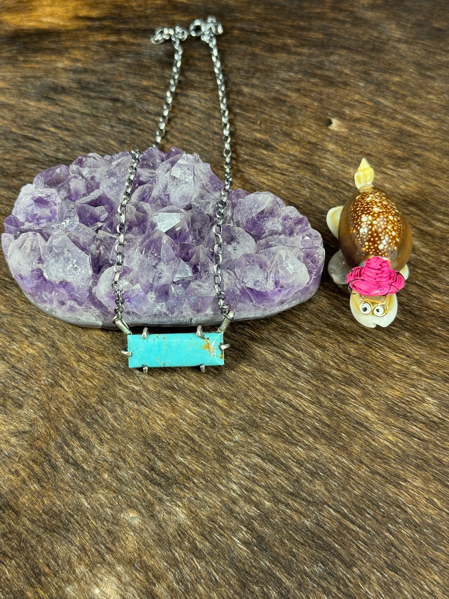 Kingman Turquoise Waterproof bar necklace