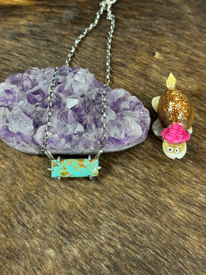 Kingman Turquoise Waterproof bar necklace