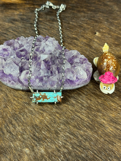 Kingman Turquoise Waterproof bar necklace