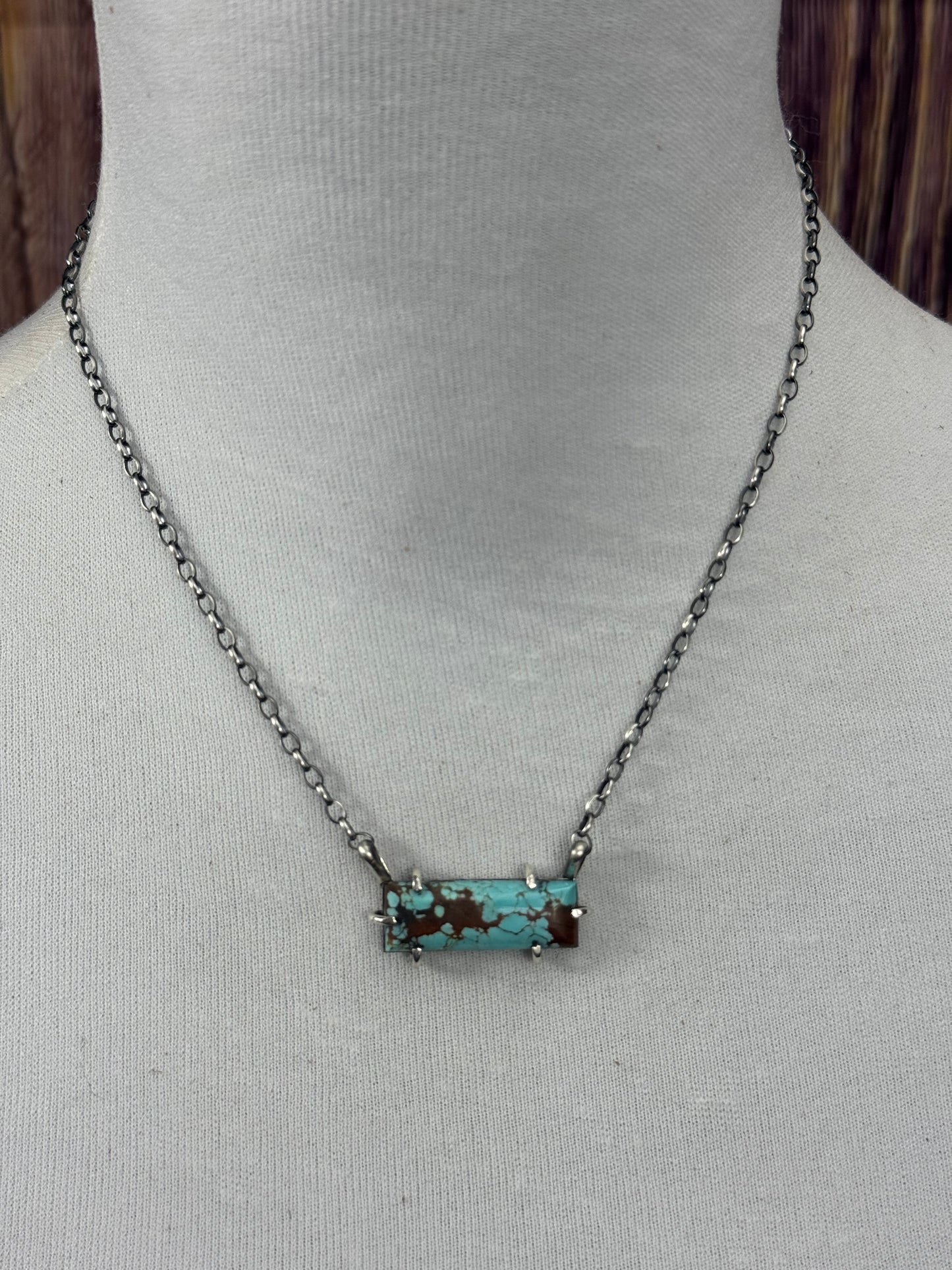 Kingman Turquoise Waterproof bar necklace