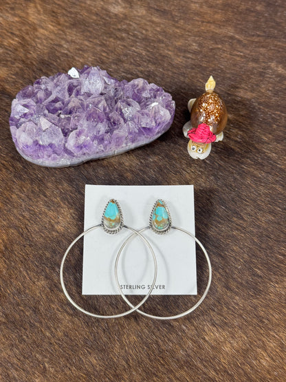 #8 Turquoise Teardrop Hoop