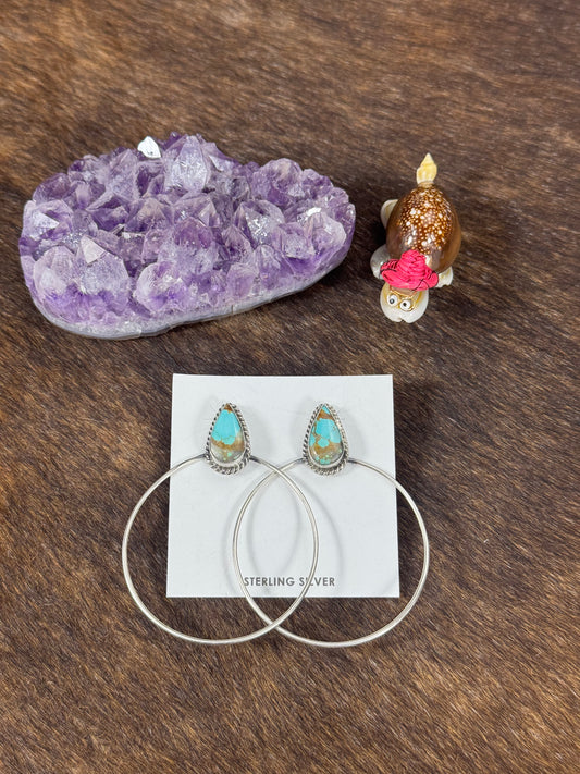 #8 Turquoise Teardrop Hoop