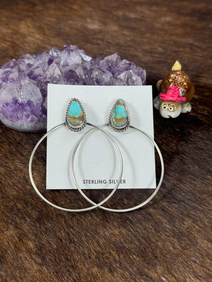 #8 Turquoise Teardrop Hoop