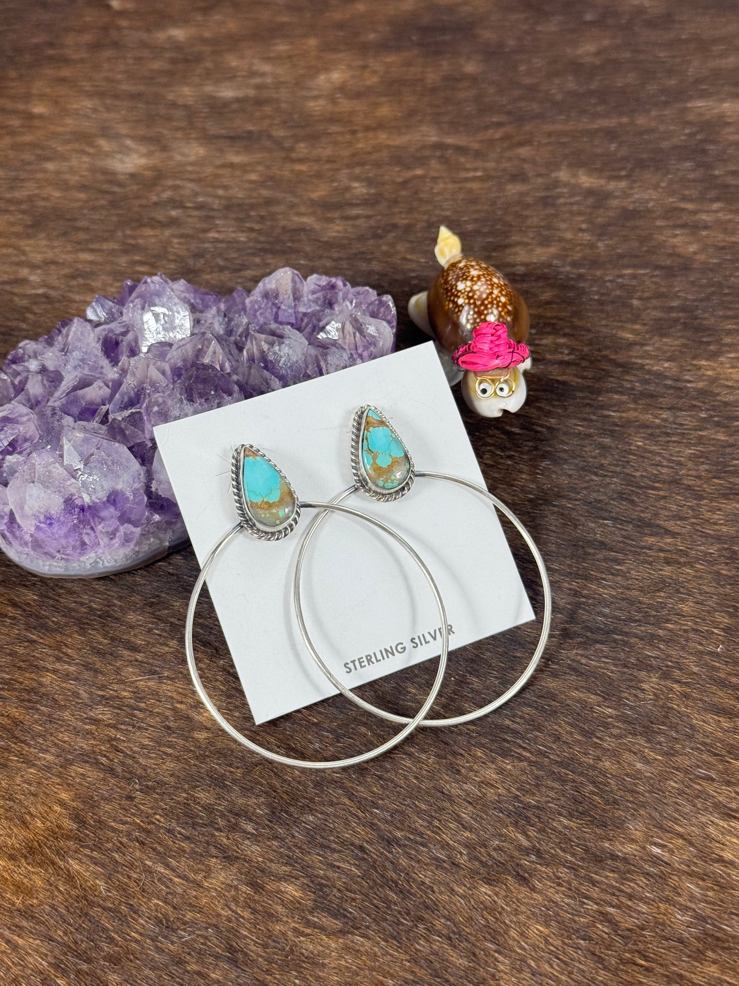 #8 Turquoise Teardrop Hoop