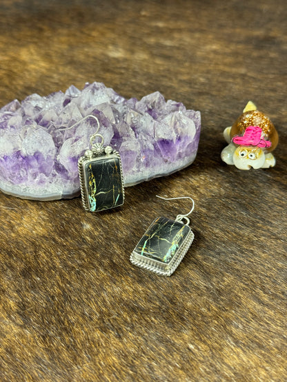 Black Jack Rectangle Earring