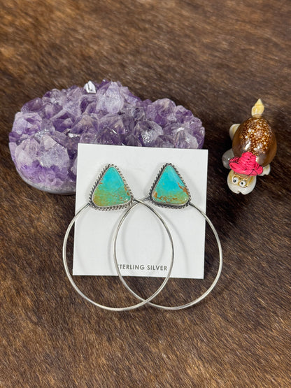 Kingman Turquoise Triangle Hoop Earring