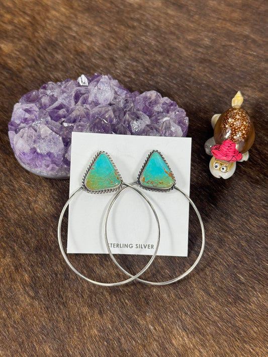 Kingman Turquoise Triangle Hoop Earring