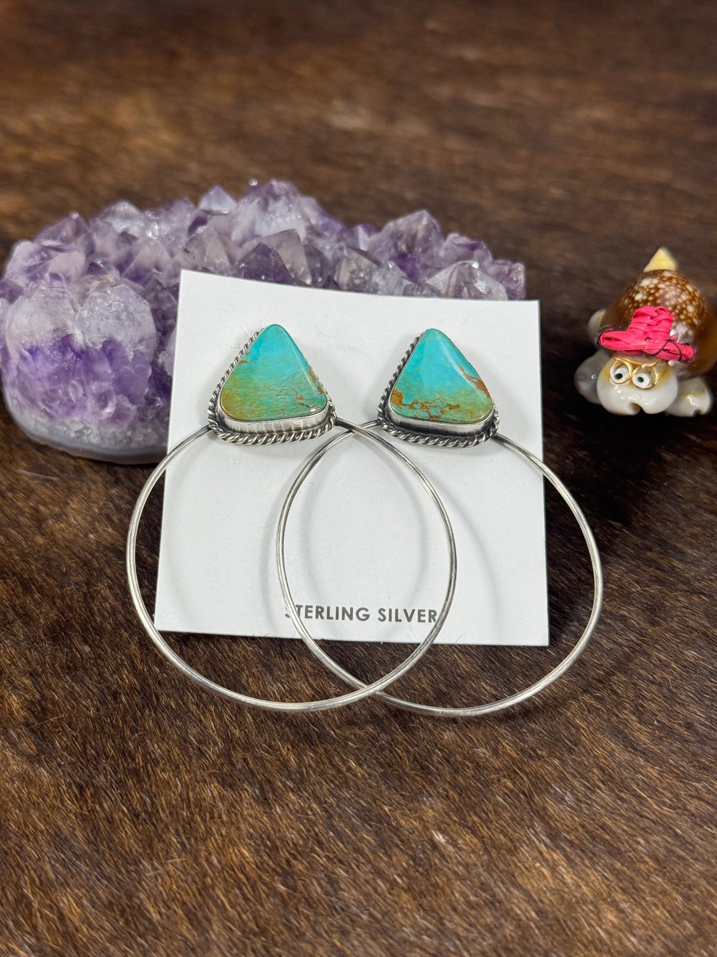 Kingman Turquoise Triangle Hoop Earring