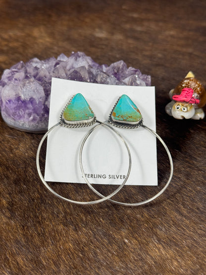 Kingman Turquoise Triangle Hoop Earring