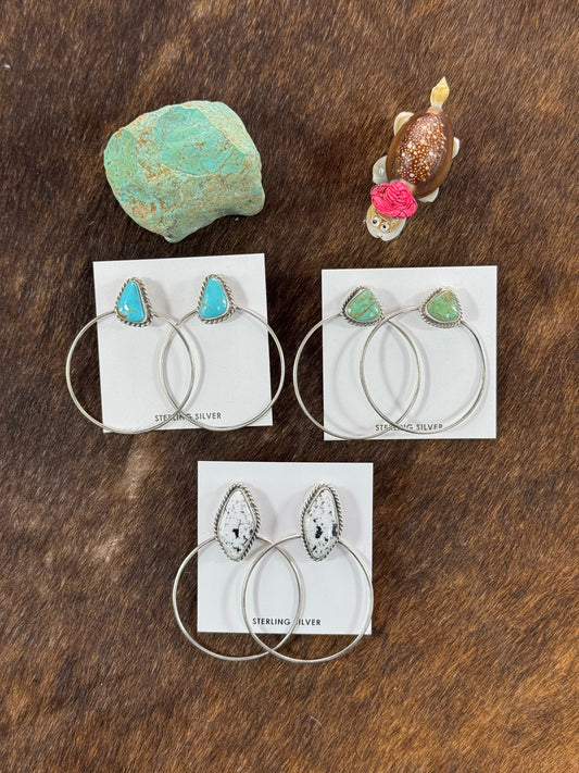 Kingman and Buffalo Hoop Earrings